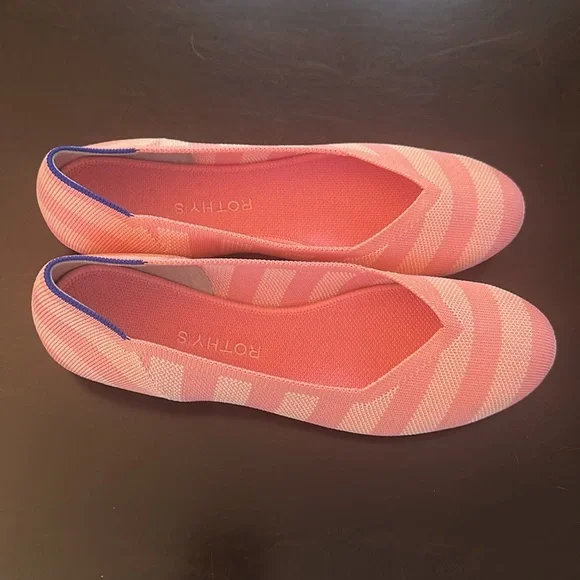 Rothy's The Flat Pink Macaron Big Stripe Flats Shoes Collector's Edition Sz 10.5 - Picture 7 of 11